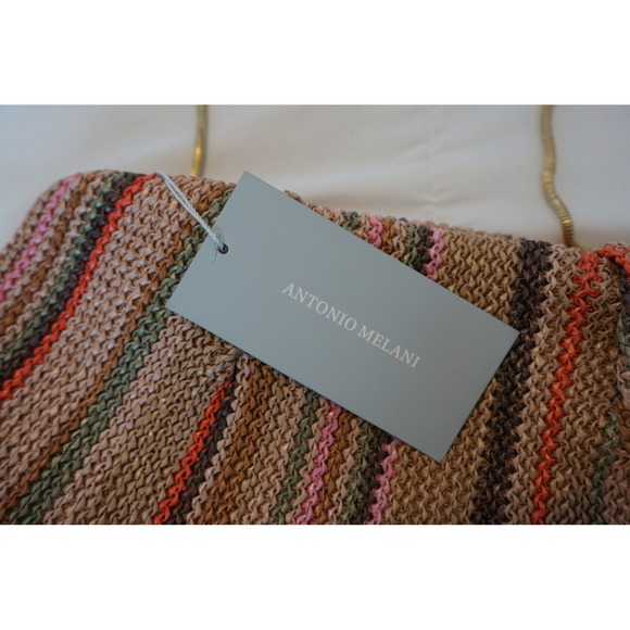 ANTONIO MELANI Handbags - Antonio Melani Fay Straw Clutch Bag Striped Vachetta Multi Color S25AM32189 NEW